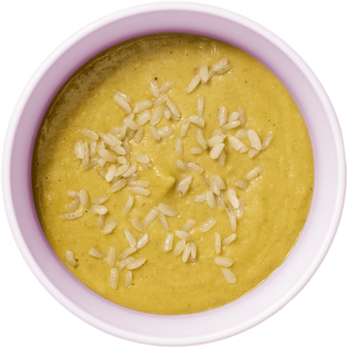 Verduras con pollo y lentejas + granitos de arroz